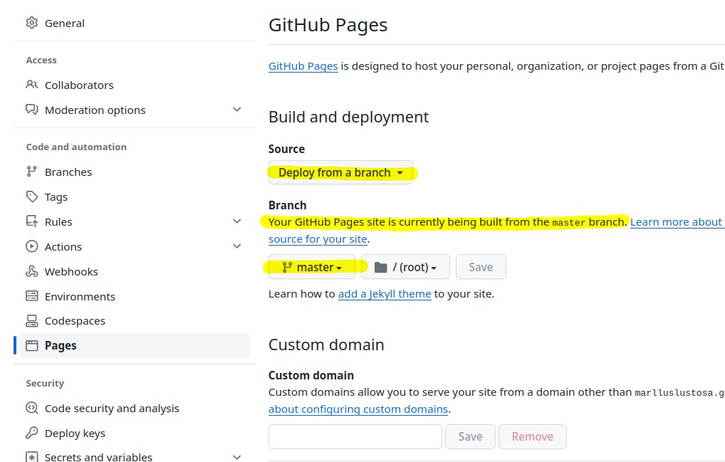 Criando uma página web do repositório'